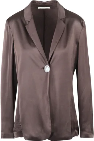 Maliparmi Jakke, Dame, Brun, XS, Satin, Satin Blazer med Juvelknap