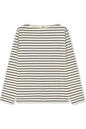 Mads Norgaard Top, Dame, Flerfarvet, XS, Bomuld, Stribet Bådhals Langærmet Tee