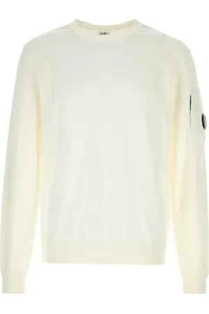 C.P. Company Strik, Herre, Hvid, XL, Hvid Sweater med Linse Detalje