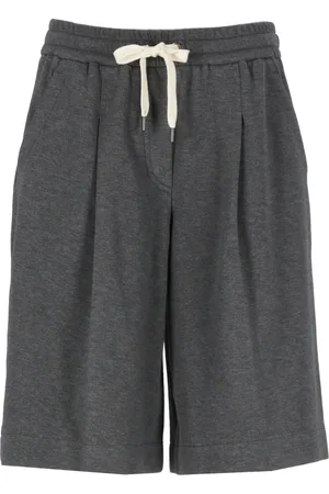 Brunello Cucinelli Shorts, Dame, Grå, M, Bomuld, Grå Bomuld Bermuda Shorts Elastisk Talje