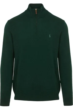 Ralph Lauren Strik, Herre, Grøn, XL, Uld, Uld Zip Sweater