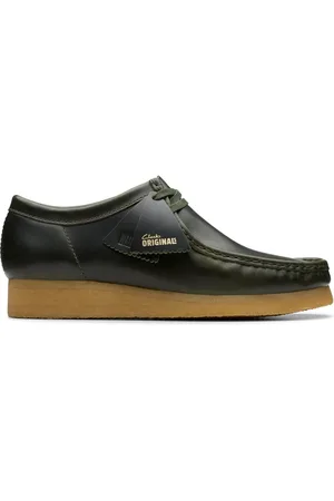 Clarks Sko, Herre, Grøn, 42 EU, Læder, Skovgrøn Wallabee Lædersko