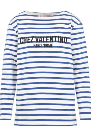 VALENTINO Top, Dame, Blå, XS, Bomuld, Afslappet Bomuld T-shirt til Hverdagsbrug