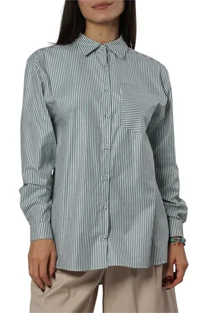 H2O Bluser & Skjorter, Dame, Grøn, L, Uld, Casual chic stribet skjorte med frontlomme