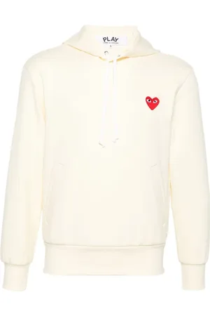 Comme des Garçons Sweathshirts & Hoodies, Herre, Hvid, M, Hvid Sweater med Hjerte Patch