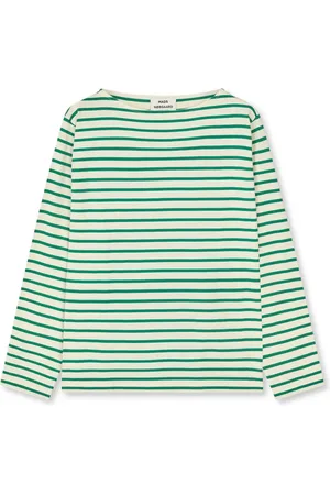 Mads Norgaard Top, Dame, Grøn, 2XL, Bomuld, Grøn Langærmet Tee Silke