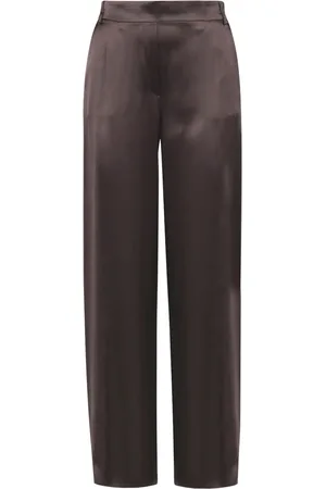 Maliparmi Bukser, Dame, Brun, M, Satin, Brede satinbukser med elastisk talje