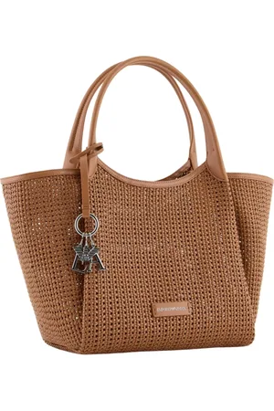 Emporio Armani Taske, Dame, Brun, ONE SIZE, Uld, Stilfuld Shoppingtaske i Caramello