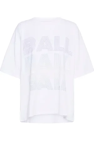 Ball Top, Dame, Hvid, M, Bomuld, Oversized Tee med Brede Ærmer