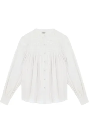 Isabel Marant Bluser & Skjorter, Dame, Hvid, S, Bomuld, Plisseret Top med knaplukning