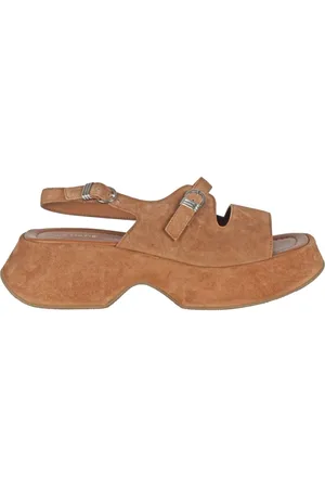 vic matiè Sko, Dame, Brun, 40 EU, Suede, Suede Platform Sandaler med Justerbare Stropper