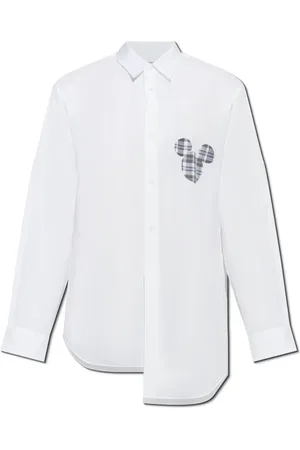 Comme des Garçons Skjorte, Herre, Hvid, M, Bomuld, Bomuldsskjorte med tryk