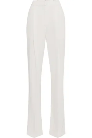Elisabetta Franchi Bukser, Dame, Hvid, S, Polyester, Ivory Bukser med Stretch Crepe
