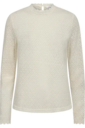 Co`Couture Top, Dame, Hvid, XS, Uld, Elegant Blondebluse Top
