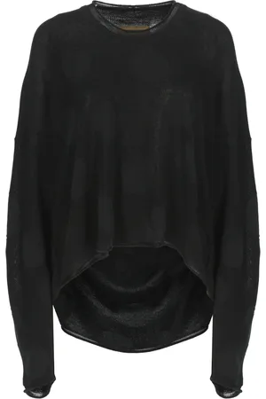 UMA WANG Top, Dame, Sort, L, Bomuld, Sort prikket rundhals top