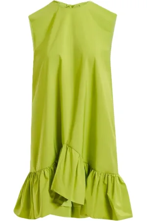 Essentiel Antwerp Kjole, Dame, Grøn, S, Polyester, Ruffle Mini Kjole med Rynkedetaljer