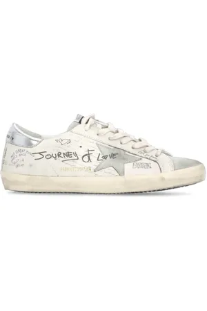Golden Goose Sko, Herre, , 43 EU, Læder, Ivory Læder Sneakers med Stjernedetalje