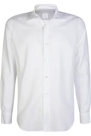 ELEVENTY Skjorte, Herre, Hvid, L, Bomuld, Bomuld Linned Slim Fit Skjorte