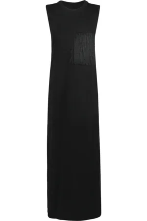 ALYSI Kjole, Dame, Sort, XS, Bomuld, Lang frynset jerseykjole
