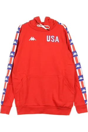 Kappa Sweathshirts & Hoodies, Herre, Rød, L, Uld, Stilfuld Herre Hoodie i Rød/Blå