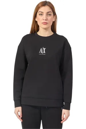 Armani Exchange Sweathshirts & Hoodies, Dame, Sort, M, Bomuld, Sort Bomuld Logo Sweater