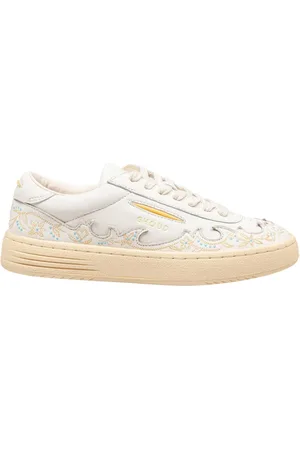 Ghoud Sko, Dame, Hvid, 39 EU, Læder, Broderede Lædersneakers Elfenbenfarve