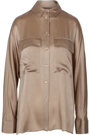 SEMICOUTURE Bluser & Skjorter, Dame, , XS, Satin, Satin Skjorte med Spids Krave