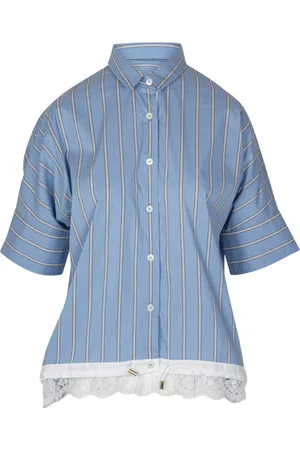SEMICOUTURE Bluser & Skjorter, Dame, Blå, S, Bomuld, Blonde Poplin Skjorte