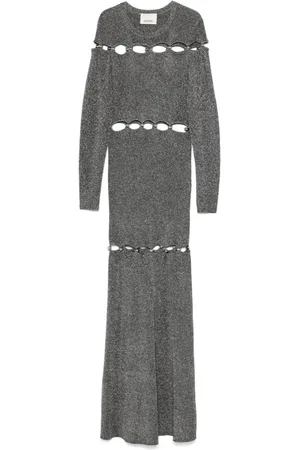Isabel Marant Kjole, Dame, Grå, S, Sølv Elmire Kjole med Cut-Out Detalje
