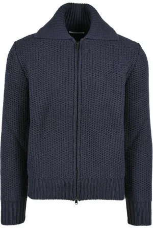 KANGRA CASHMERE Strik, Herre, Blå, M, Uld, Merino Uld Cardigan