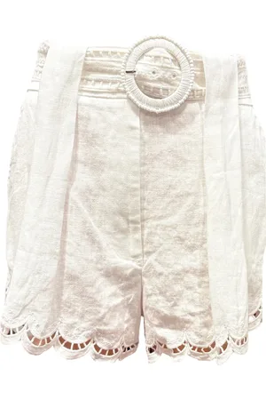 Farm Rio Shorts, Dame, , L, Uld, Off-White løbeshorts med bølgekant