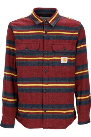 Carhartt Skjorte, Herre, Flerfarvet, XL, Uld, Flannel skjortejakke med striber