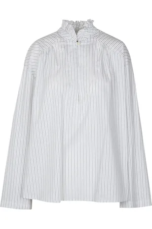 SEMICOUTURE Bluser & Skjorter, Dame, Hvid, XS, Bomuld, Stribet Poplin Skjorte