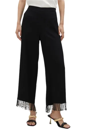 Lola Casademunt Bukser, Dame, Sort, S, Polyester, Frynsebesatte Bukser
