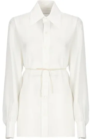 Maison Margiela Bluser & Skjorter, Dame, Hvid, XS, Hvid silkeskjorte med krave