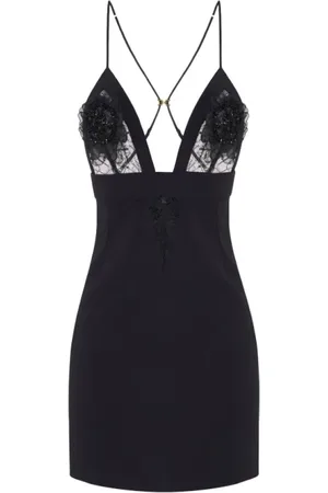 Elisabetta Franchi Kjole, Dame, Sort, L, Sort Blonde Indsæt Kjole