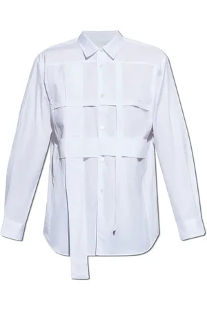 Comme des Garçons Skjorte, Herre, Hvid, XS, Bomuld, Skjorte med strikmønster