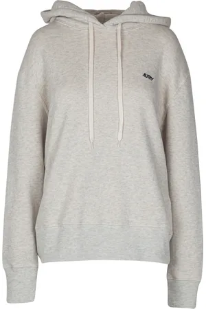 Autry Sweathshirts & Hoodies, Dame, Grå, XS, Bomuld, Bomuldshættetrøje med broderet logo