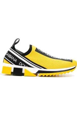 Dolce & Gabbana Sko, Dame, Gul, 36 EU, Elastiske Logo Sneakers - Italiensk Fremstillet