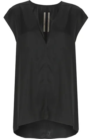 Rick Owens Bluser & Skjorter, Dame, Sort, S, Sort V-hals ærmeløs top