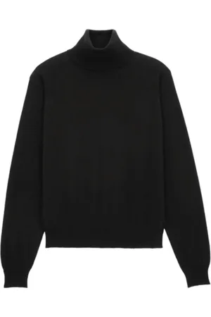 Saint Laurent Strik, Dame, Sort, S, Cashmere, Sort Rullekrave Sweater