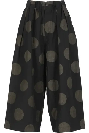 UMA WANG Bukser, Dame, Sort, L, Uld, Sort Polka Dot Palazzo Bukser