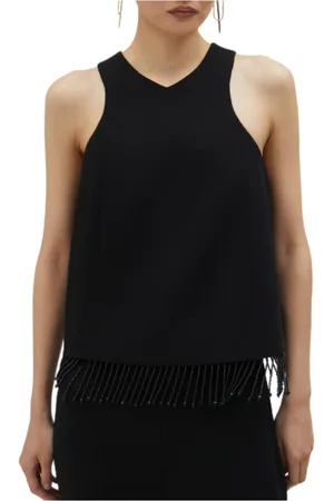 Lola Casademunt Top, Dame, Sort, XS, Polyester, Sort Top med Bunddetalje