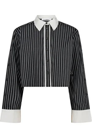 Co`Couture Bluser & Skjorter, Dame, Sort, S, Stribet Crop Skjorte 35648 DannyCC