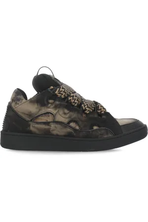 Lanvin Sko, Herre, Sort, 43 EU, Bomuld, Sorte Bomuldssneakers med Herringbone Mønster
