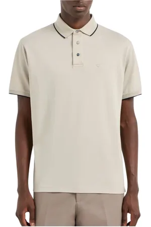 Emporio Armani Top, Herre, , M, Uld, Sølv Polo Skjorte med Stilfuldt Design