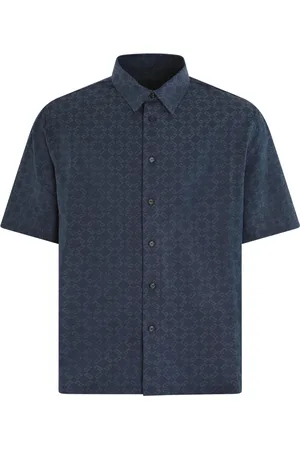 Givenchy Skjorte, Herre, Blå, M, Monogram Blå Skjorte Skinnende Mænd