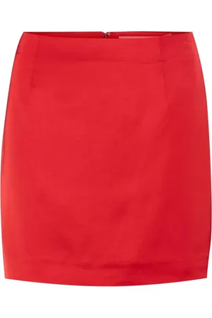 Gestuz Nederdel, Dame, Rød, M, Satin, Ærmeløs Satinskørt