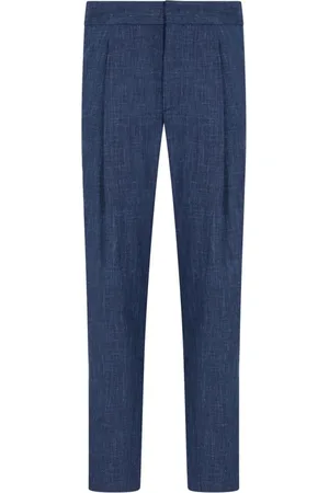 Giorgio Armani Bukser, Herre, Blå, L, Blå Bukser med Tapered Leg