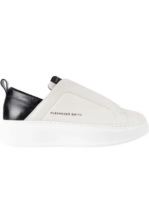 Alexander Smith Sko, Dame, Hvid, 41 EU, Læder, Wembley Slip-On Kvinde Hvid Sort